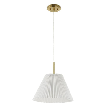 Alden 14.25" 1-Light Classic French Country Iron LED Pendant with Pleated Shade - JONATHAN Y